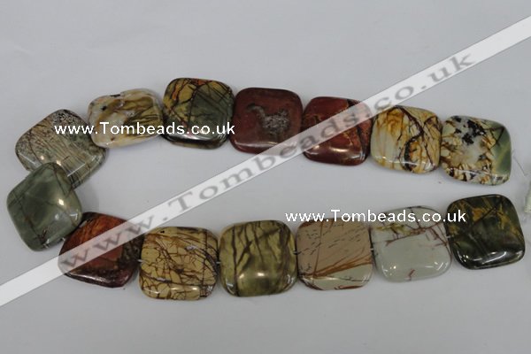 CPJ363 15.5 inches 30*30mm square picasso jasper gemstone beads