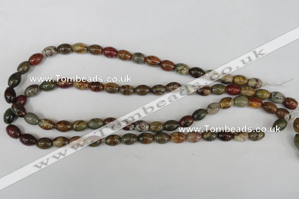 CPJ365 15.5 inches 8*10mm rice picasso jasper gemstone beads