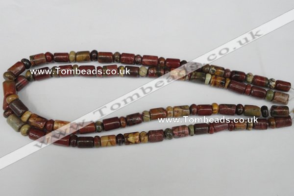 CPJ367 15.5 inches 5*8mm rondelle & 8*10mm tube picasso jasper beads