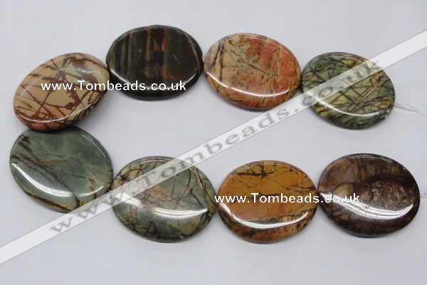 CPJ37 15.5 inches 40*50mm oval picasso jasper beads wholesale