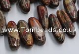 CPJ376 15.5 inches 8*14mm - 8*22mm picasso jasper & pyrite chips beads