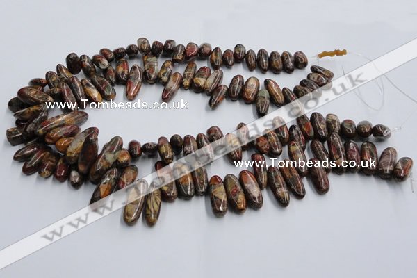 CPJ376 15.5 inches 8*14mm - 8*22mm picasso jasper & pyrite chips beads