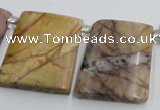 CPJ377 Top drilled 22*26mm trapezoid picasso jasper beads