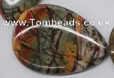 CPJ38 15.5 inches 40*60mm flat teardrop picasso jasper beads wholesale