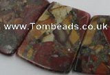 CPJ380 18*25mm - 26*32mm trapezoid picasso jasper & pyrite beads