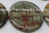 CPJ39 15.5 inches 55mm flat round picasso jasper beads wholesale