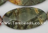 CPJ415 15 inches 25*50mm faceted oval picasso jasper gemstone beads