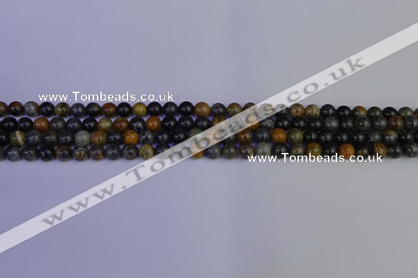 CPJ470 15.5 inches 4mm round black picasso jasper beads wholesale