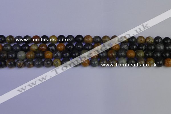 CPJ472 15.5 inches 8mm round black picasso jasper beads wholesale