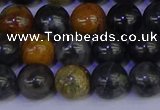 CPJ473 15.5 inches 10mm round black picasso jasper beads wholesale