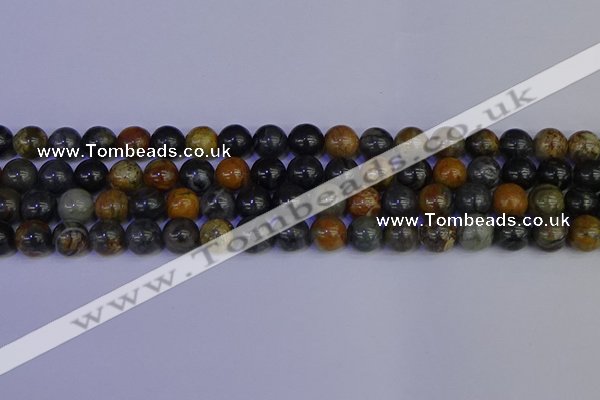 CPJ473 15.5 inches 10mm round black picasso jasper beads wholesale