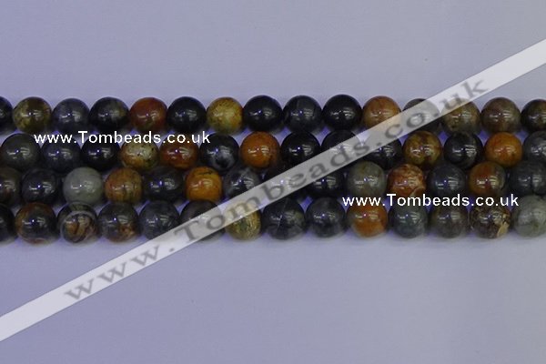 CPJ475 15.5 inches 14mm round black picasso jasper beads wholesale