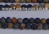 CPJ490 15.5 inches 4mm round matte black picasso jasper beads