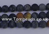 CPJ491 15.5 inches 6mm round matte black picasso jasper beads