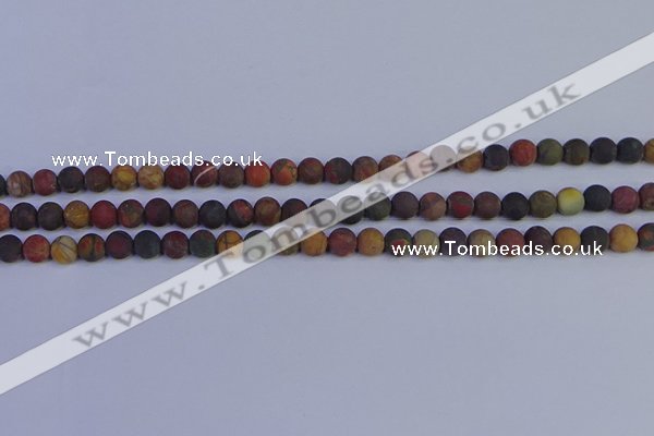 CPJ501 15.5 inches 6mm round matte picasso jasper beads wholesale