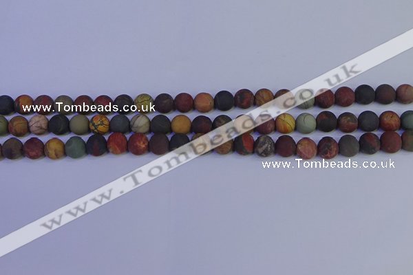 CPJ502 15.5 inches 8mm round matte picasso jasper beads wholesale