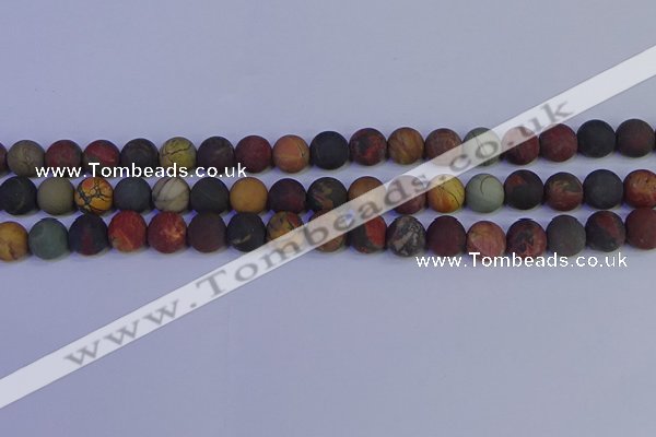 CPJ503 15.5 inches 10mm round matte picasso jasper beads wholesale