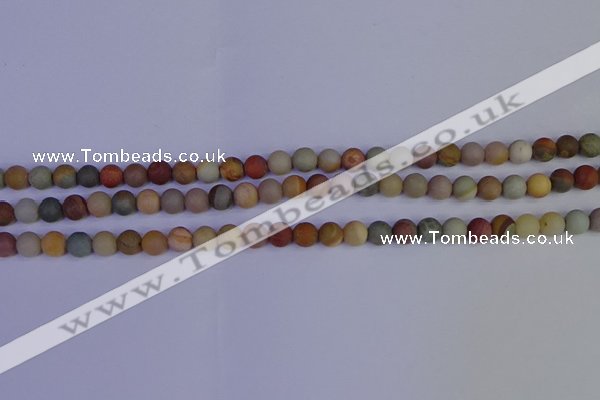 CPJ510 15.5 inches 4mm round matte polychrome jasper beads wholeasle