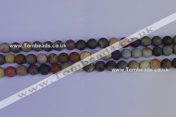 CPJ513 15.5 inches 10mm round matte polychrome jasper beads wholeasle