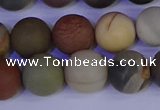 CPJ514 15.5 inches 12mm round matte polychrome jasper beads wholeasle