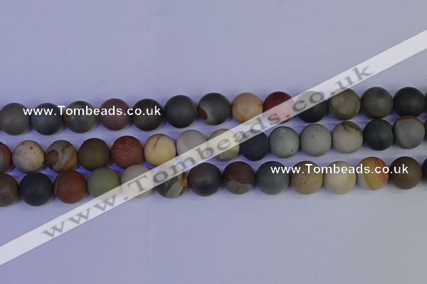 CPJ515 15.5 inches 14mm round matte polychrome jasper beads wholeasle