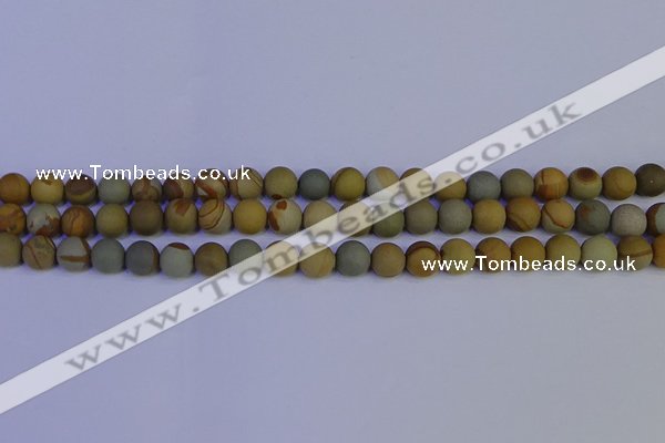 CPJ522 15.5 inches 8mm round matte wildhorse picture jasper beads