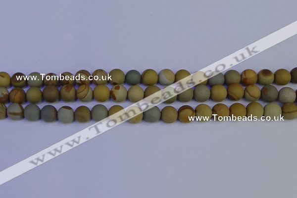 CPJ523 15.5 inches 10mm round matte wildhorse picture jasper beads
