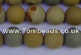 CPJ524 15.5 inches 12mm round matte wildhorse picture jasper beads