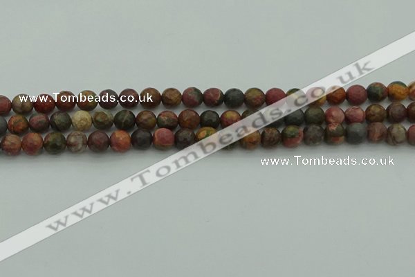 CPJ530 15.5 inches 4mm faceted round picasso jasper beads