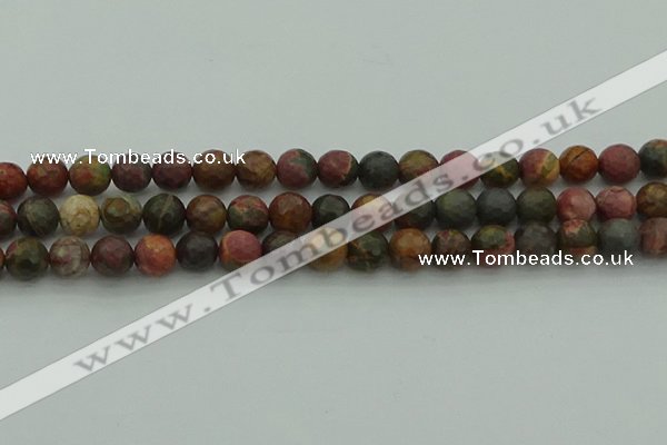 CPJ532 15.5 inches 8mm faceted round picasso jasper beads