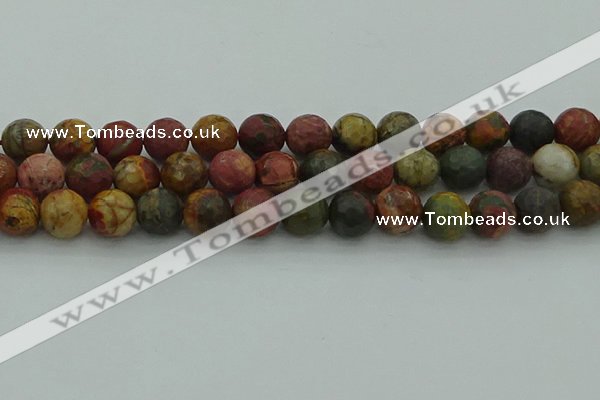 CPJ534 15.5 inches 12mm faceted round picasso jasper beads