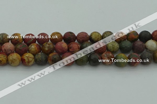 CPJ535 15.5 inches 14mm faceted round picasso jasper beads