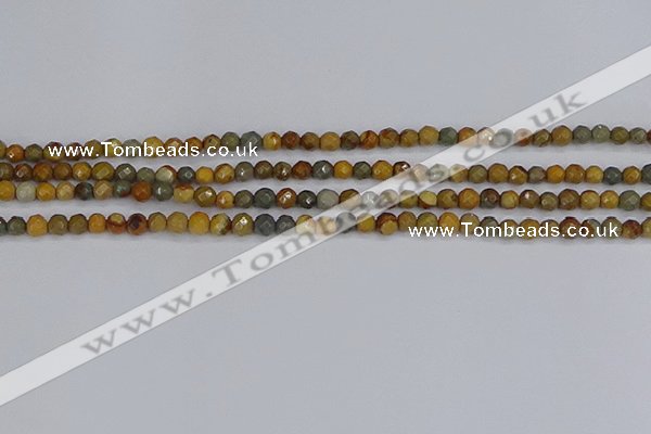 CPJ540 15.5 inches 4mm faceted round wildhorse picture jasper beads