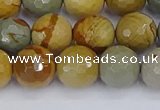 CPJ543 15.5 inches 10mm faceted round wildhorse picture jasper beads