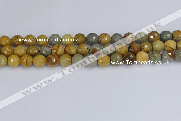 CPJ543 15.5 inches 10mm faceted round wildhorse picture jasper beads