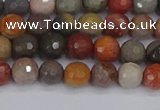 CPJ546 15.5 inches 4mm faceted round polychrome jasper beads