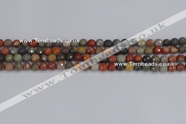 CPJ547 15.5 inches 6mm faceted round polychrome jasper beads