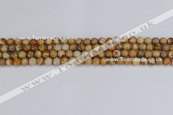 CPJ556 15.5 inches 6mm faceted round picture jasper beads