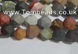 CPJ590 15.5 inches 6mm faceted nuggets matte polychrome jasper beads