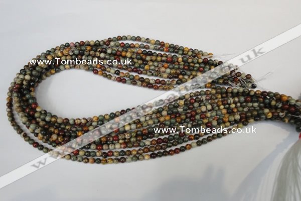 CPJ61 15.5 inches 4mm round picasso jasper gemstone beads