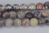 CPJ610 15.5 inches 4mm faceted round purple striped jasper beads