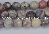 CPJ611 15.5 inches 6mm faceted round purple striped jasper beads