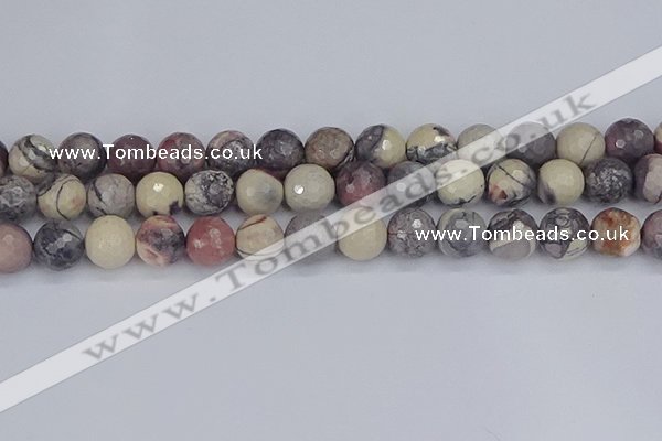 CPJ614 15.5 inches 12mm faceted round purple striped jasper beads