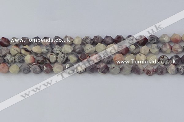 CPJ621 15.5 inches 8mm faceted nuggets purple striped jasper beads