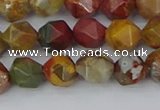 CPJ626 15.5 inches 6mm faceted nuggets picasso jasper beads