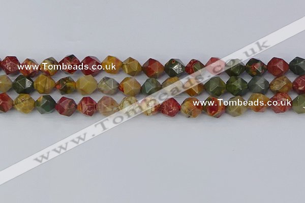 CPJ627 15.5 inches 8mm faceted nuggets picasso jasper beads