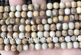 CPJ651 15.5 inches 6mm round matte picture jasper beads wholesale