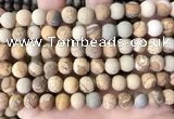 CPJ652 15.5 inches 8mm round matte picture jasper beads wholesale