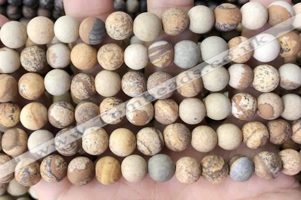 CPJ652 15.5 inches 8mm round matte picture jasper beads wholesale