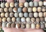 CPJ653 15.5 inches 10mm round matte picture jasper beads wholesale